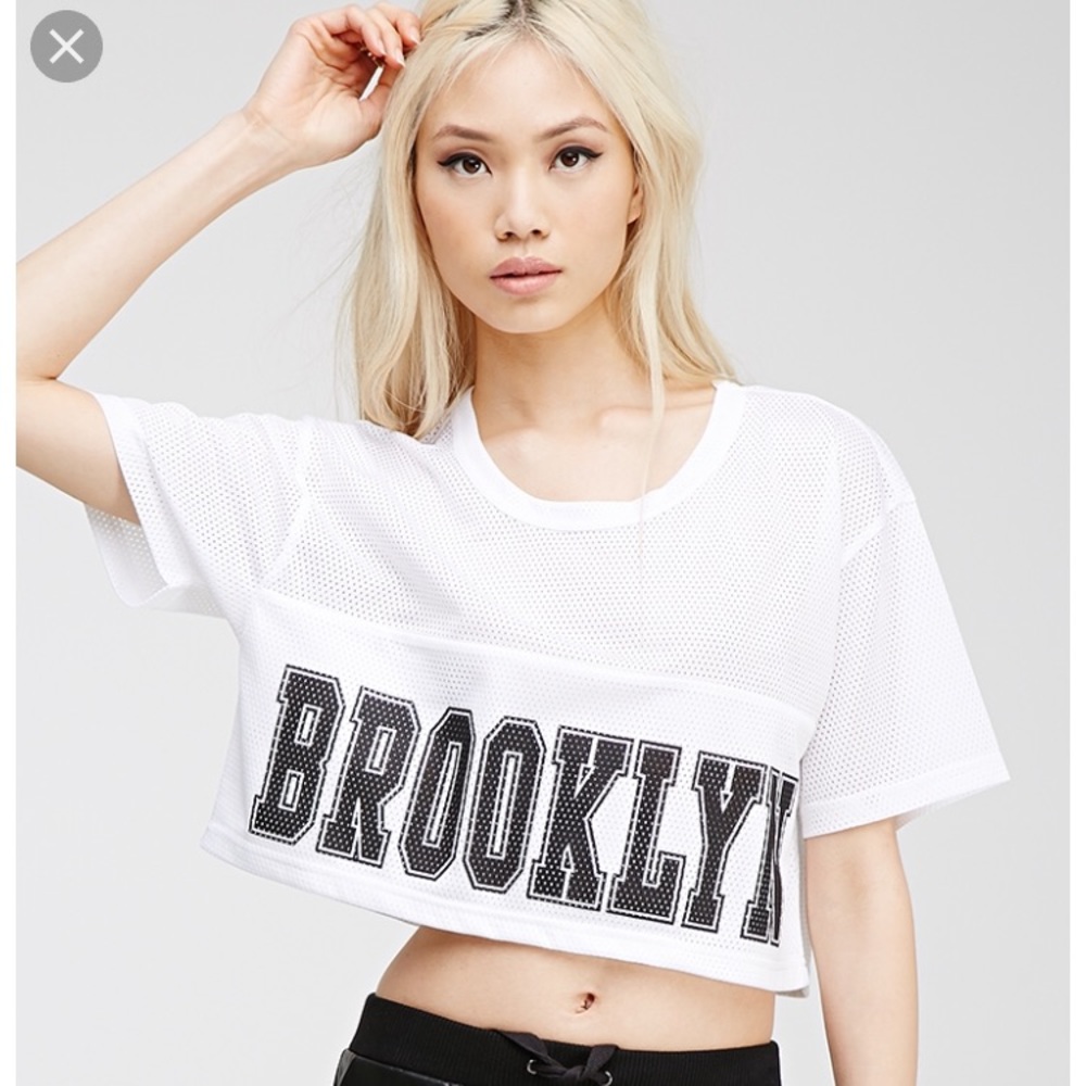 NBA White and Black Brooklyn Crop Top